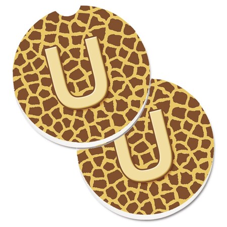 Carolines Treasures Monogram Initial U Giraffe Set of 2 Cup Holder Car Coaster CJ1025-UCARC